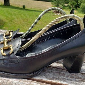 Salvatore Ferragamo Black Heels with Gold Accents